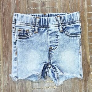 Lenox James Acid Wash Light Blue Denim Cutoff Jean Shorts 6-12m